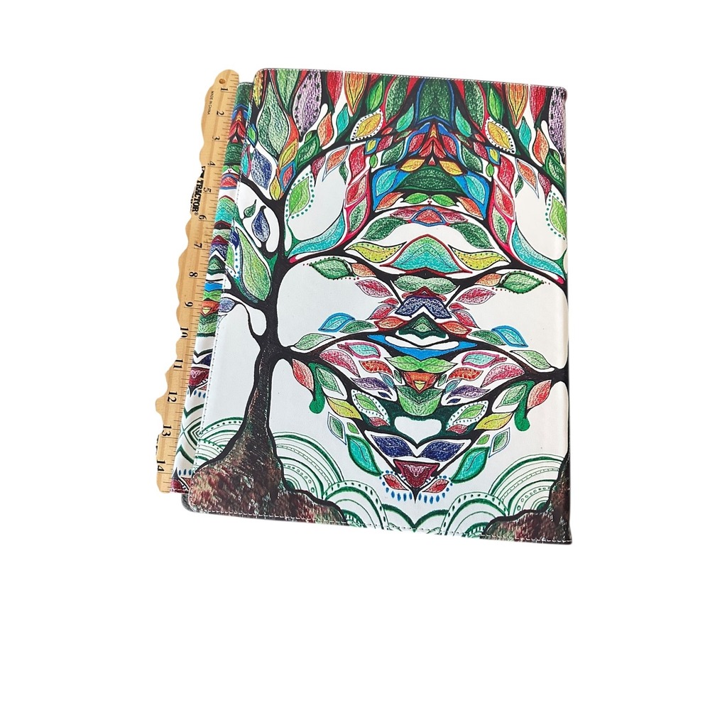 Universal Tablet Folio Case Multicolor Tree of Life Artistic Design Hand Strap